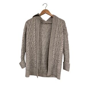 Tu Woman Grey Cable Knit Hooded‎ Cardigan Sweater Size S